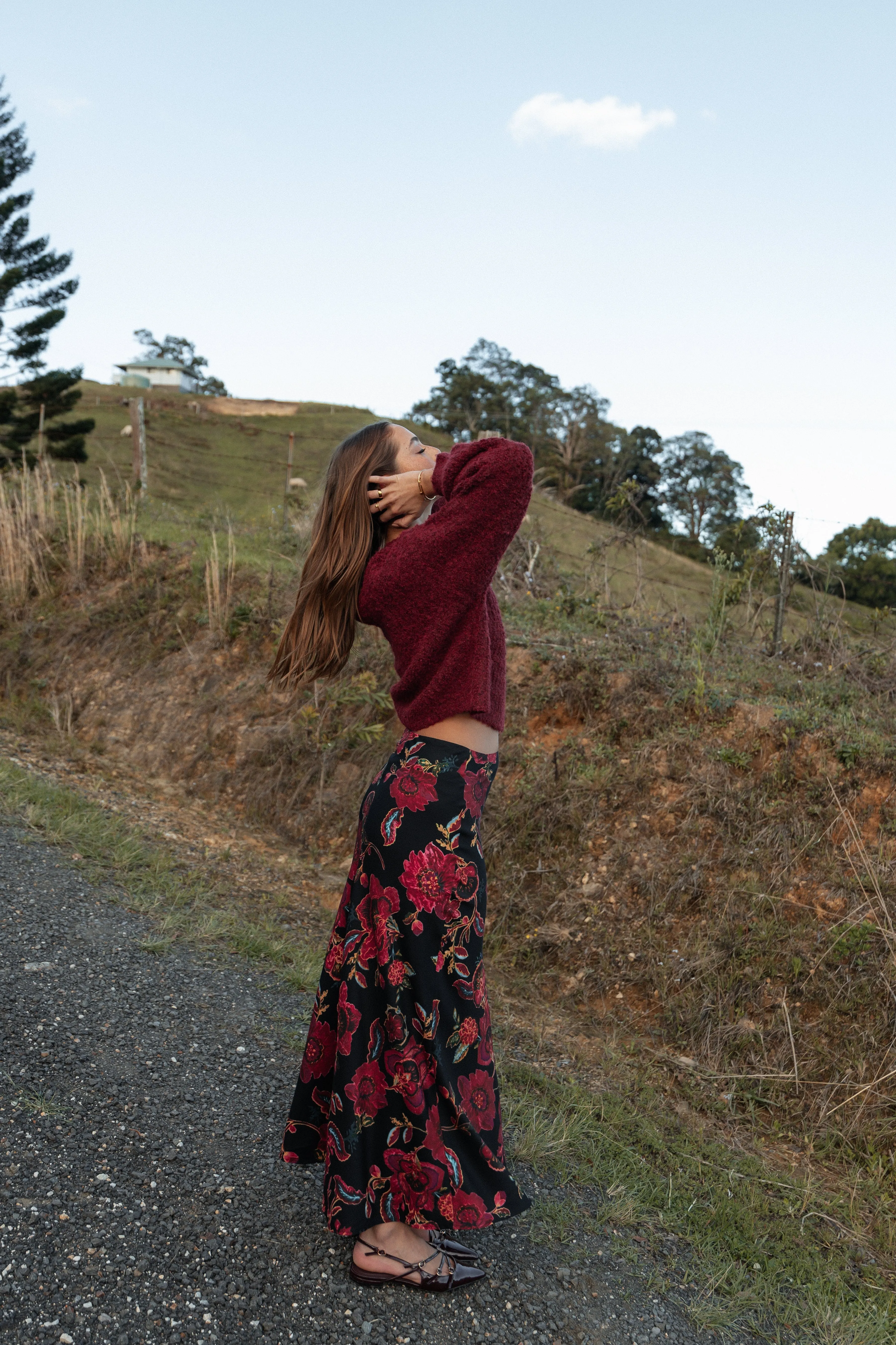 Evie Maxi Skirt - Black Floral