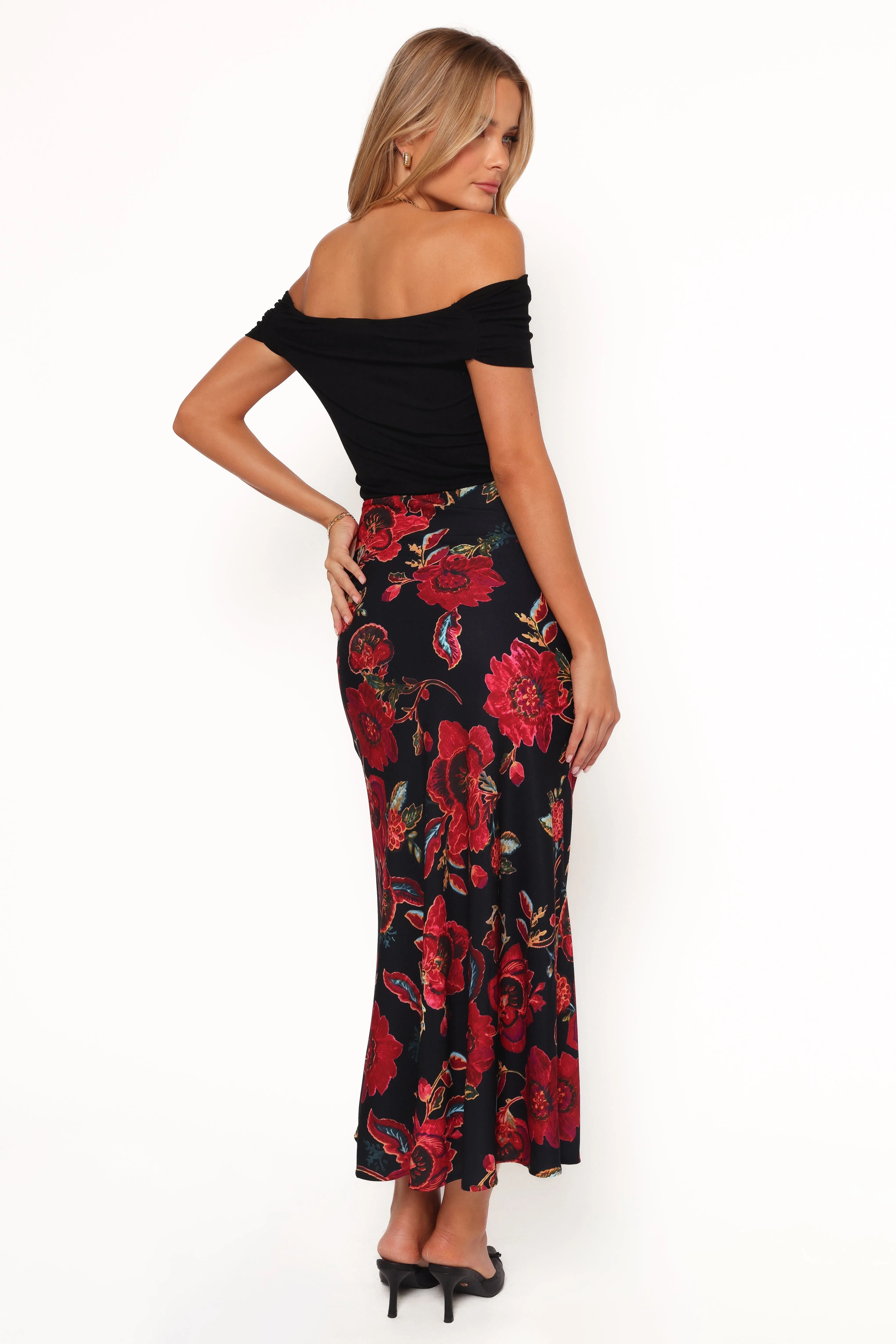 Evie Maxi Skirt - Black Floral