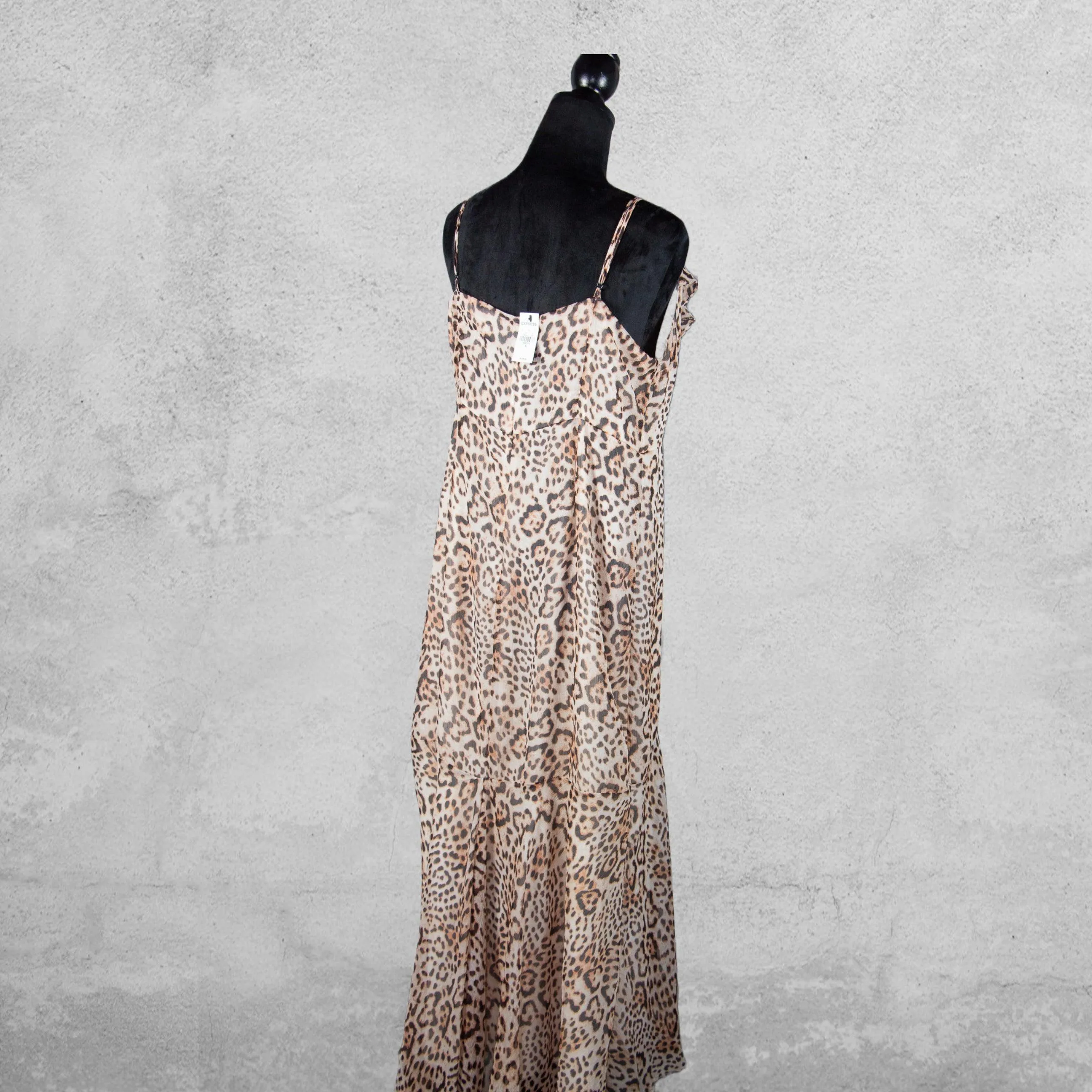 Express Leopard Print Ruffle Wrap Maxi Dress