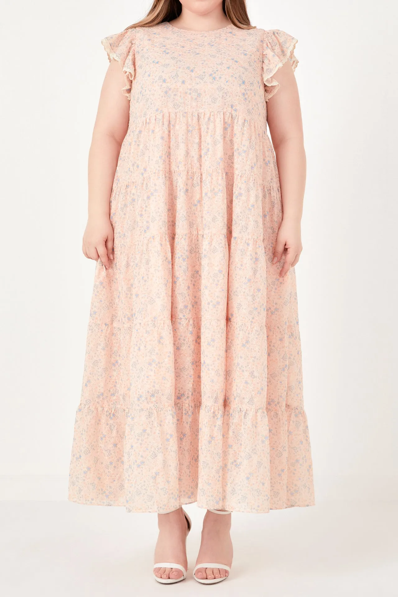 Eyelet Floral Tiered Maxi Dress