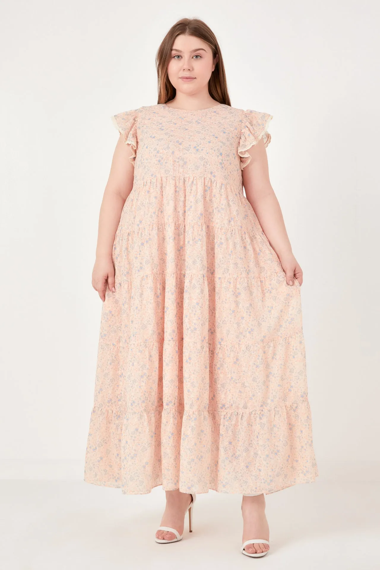 Eyelet Floral Tiered Maxi Dress