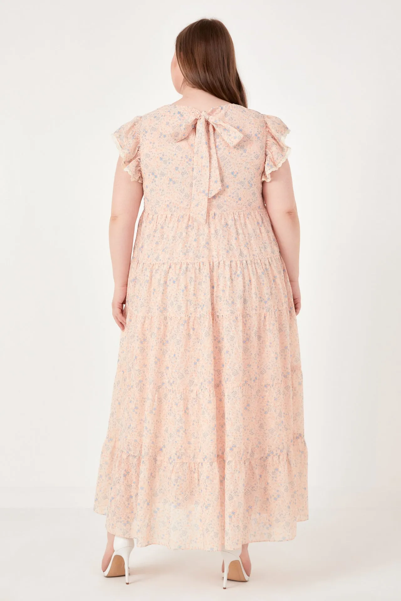 Eyelet Floral Tiered Maxi Dress