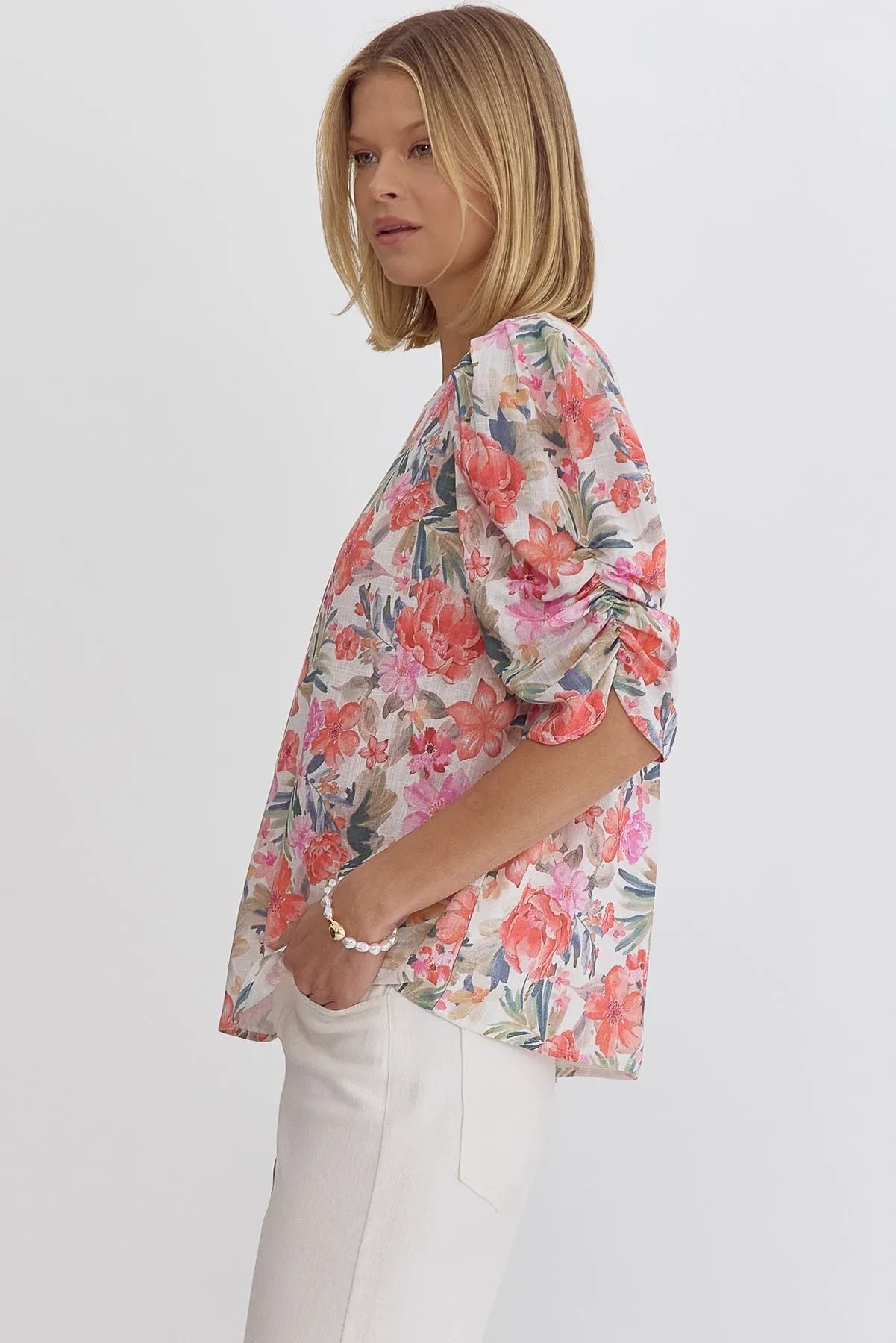 Floral Print Short Sleeve Top