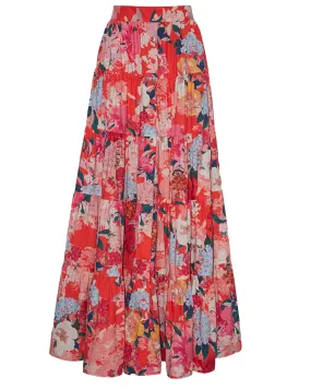 Floral Red Nathali Skirt