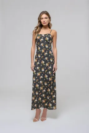 FLORAL SWEETHEART NECK CAMI MIDI DRESS