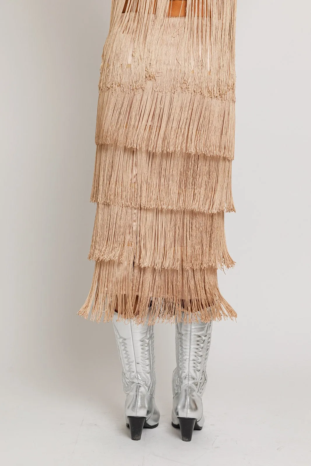 Frankie fringe midi skirt