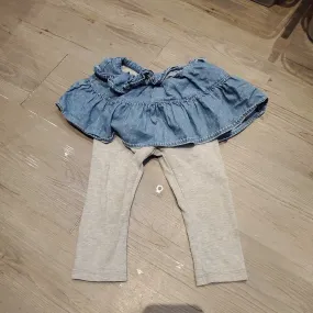 Gap leggings with denim skirt 12-18m