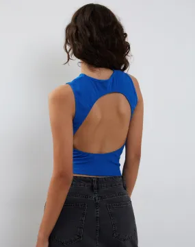 Gelsho Ribbed Open Back Tank Top in Cobalt