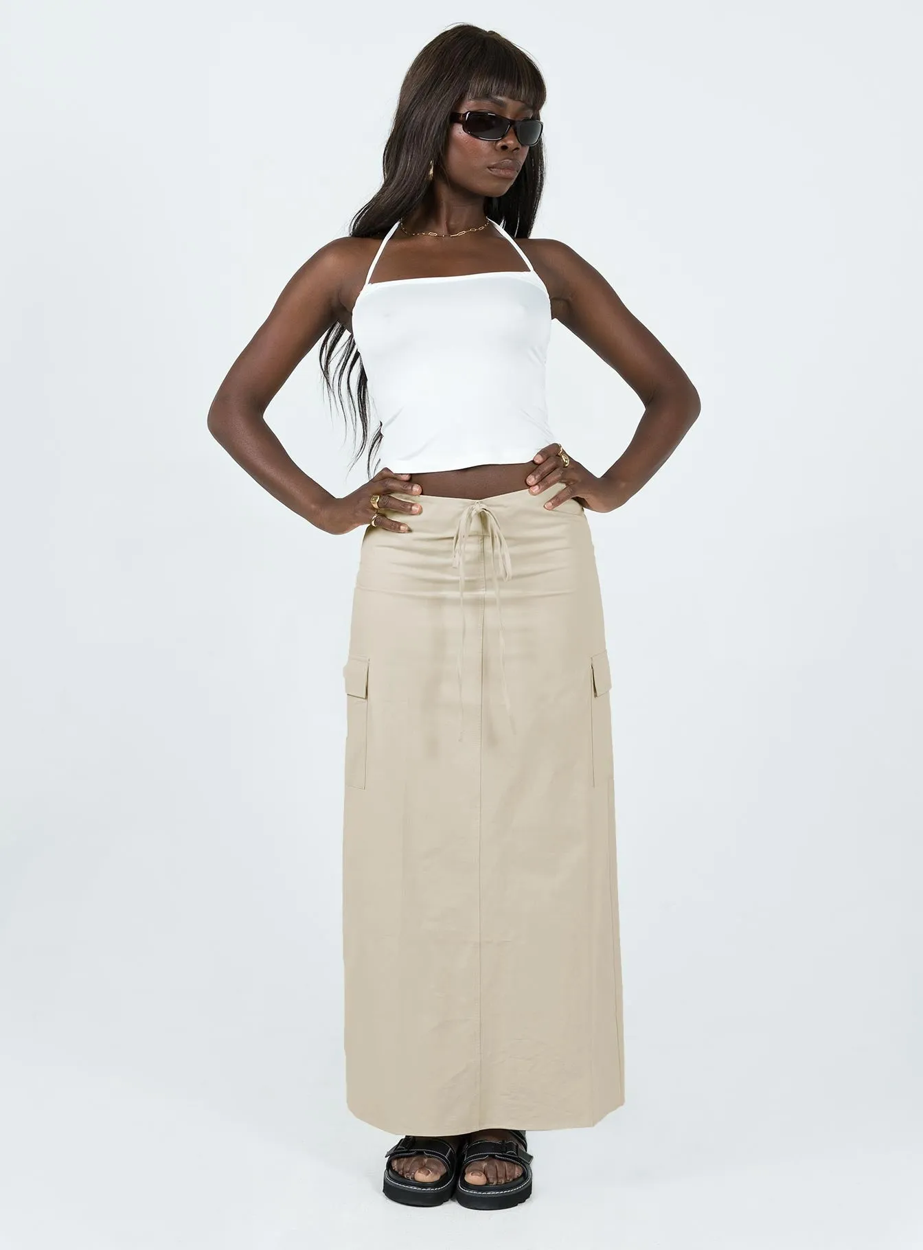 Giddings Cargo Maxi Skirt Beige