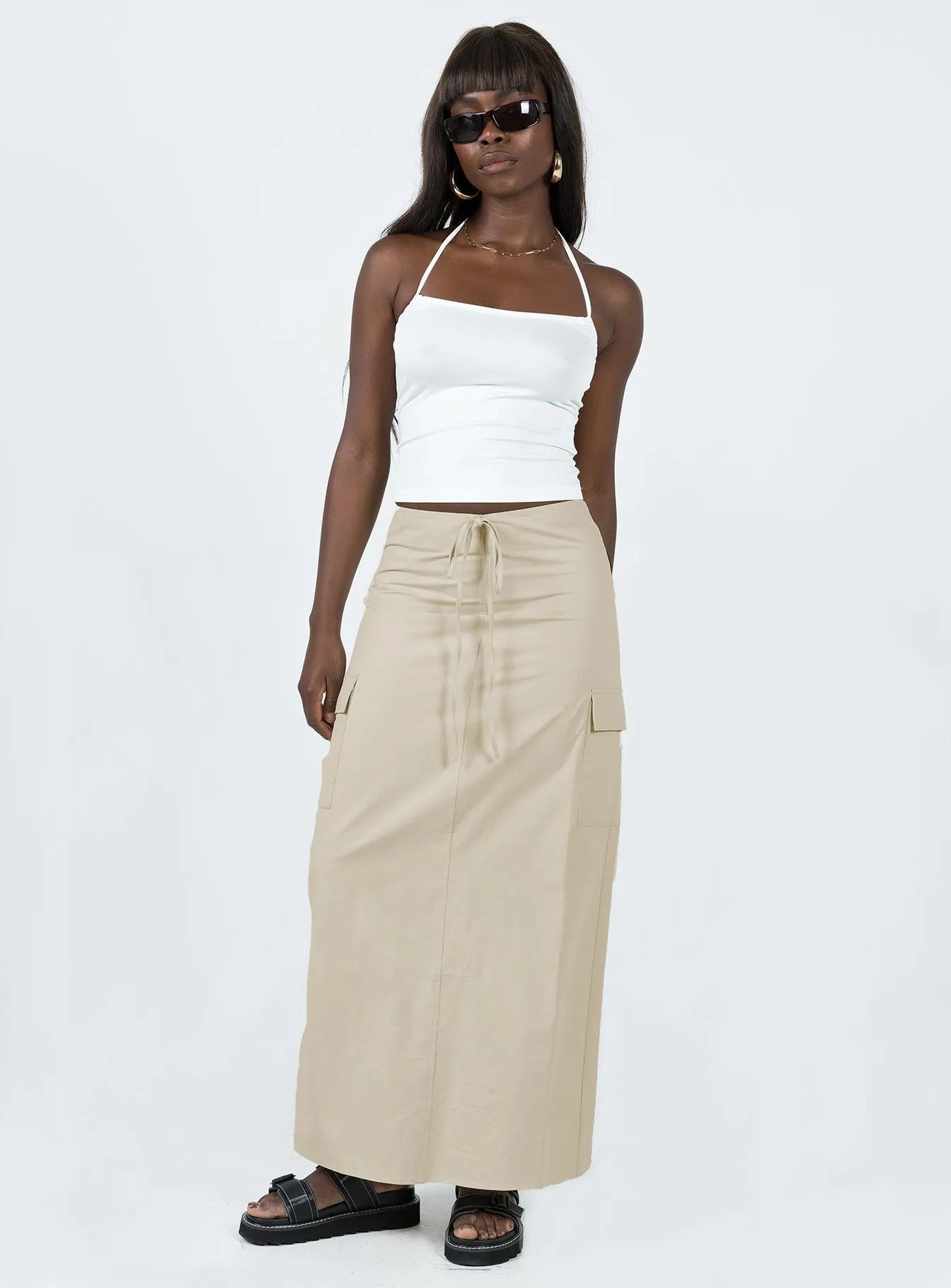 Giddings Cargo Maxi Skirt Beige