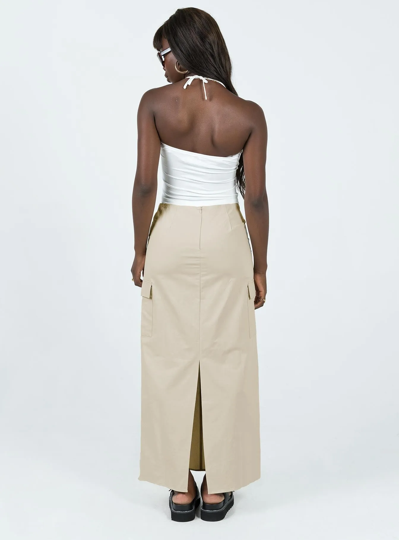 Giddings Cargo Maxi Skirt Beige