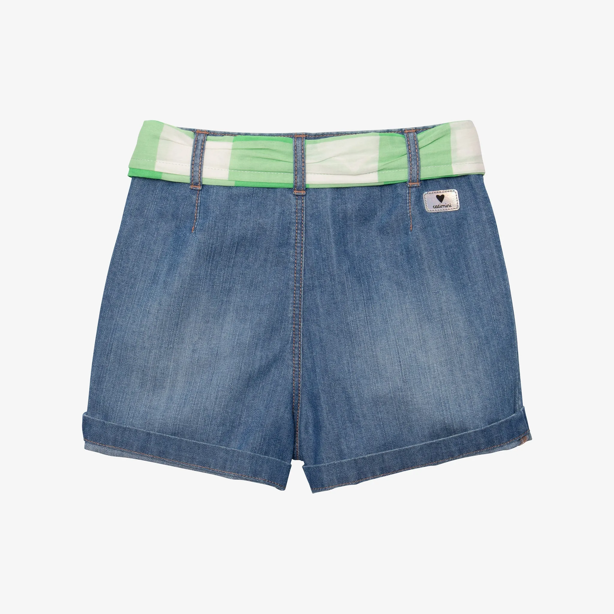 Girls' denim shorts with scarf