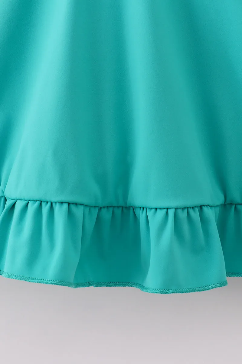 Green active sporty ruffle tennis dress