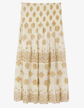 Haven Evie Smocked Cover Up - White/Gold