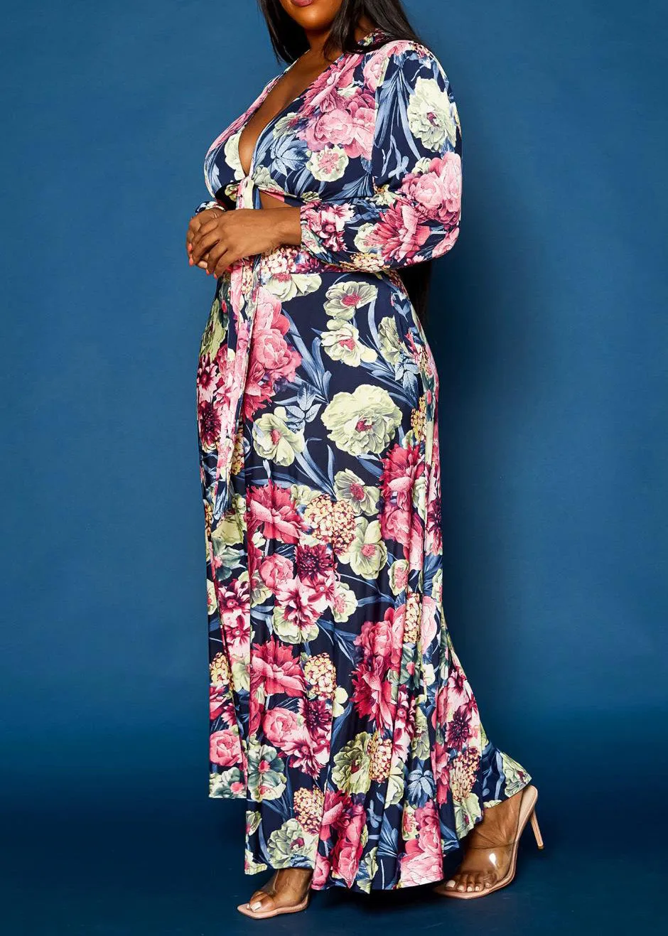 Hi Curvy  Plus Size Women Floral Pattern Two Piece Set