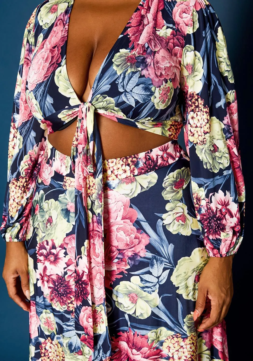 Hi Curvy  Plus Size Women Floral Pattern Two Piece Set