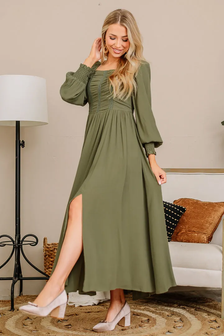 In A Ruch Maxi Dress | Moss Green