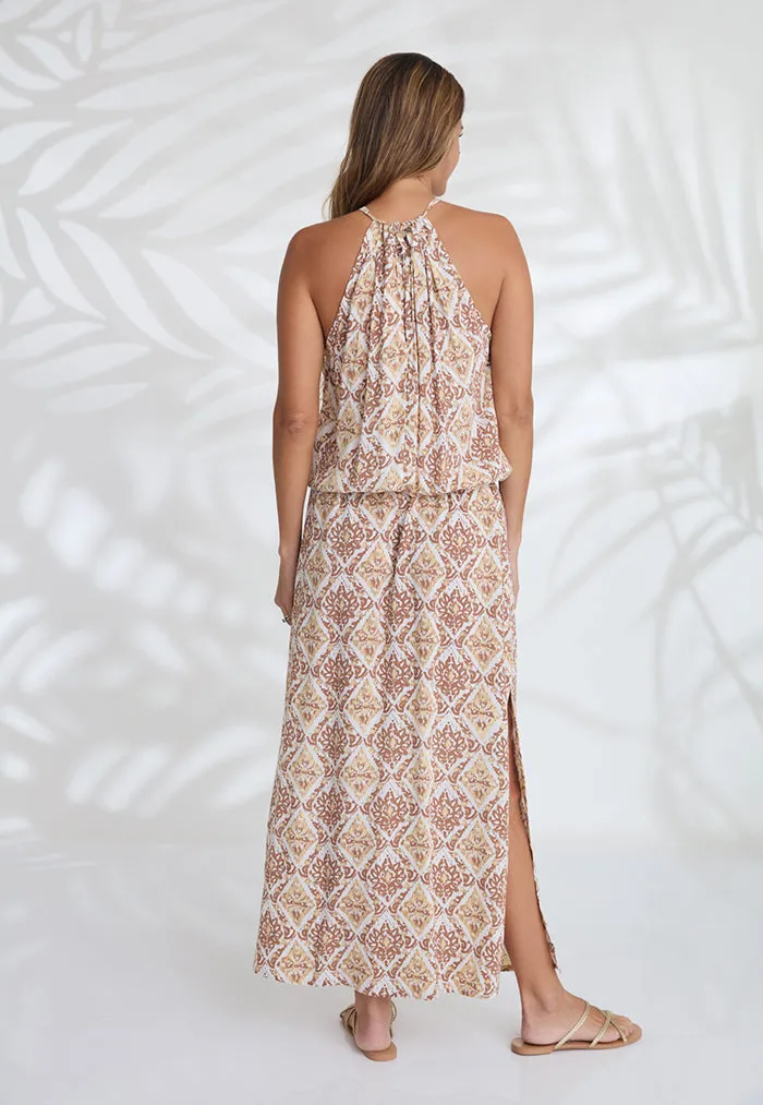 Indii Breeze Susan Halter Maxi Dress - Diamond Latte