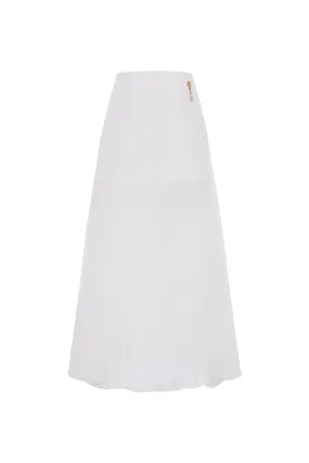 Ivory A-line High Waist Organza Maxi Skirt