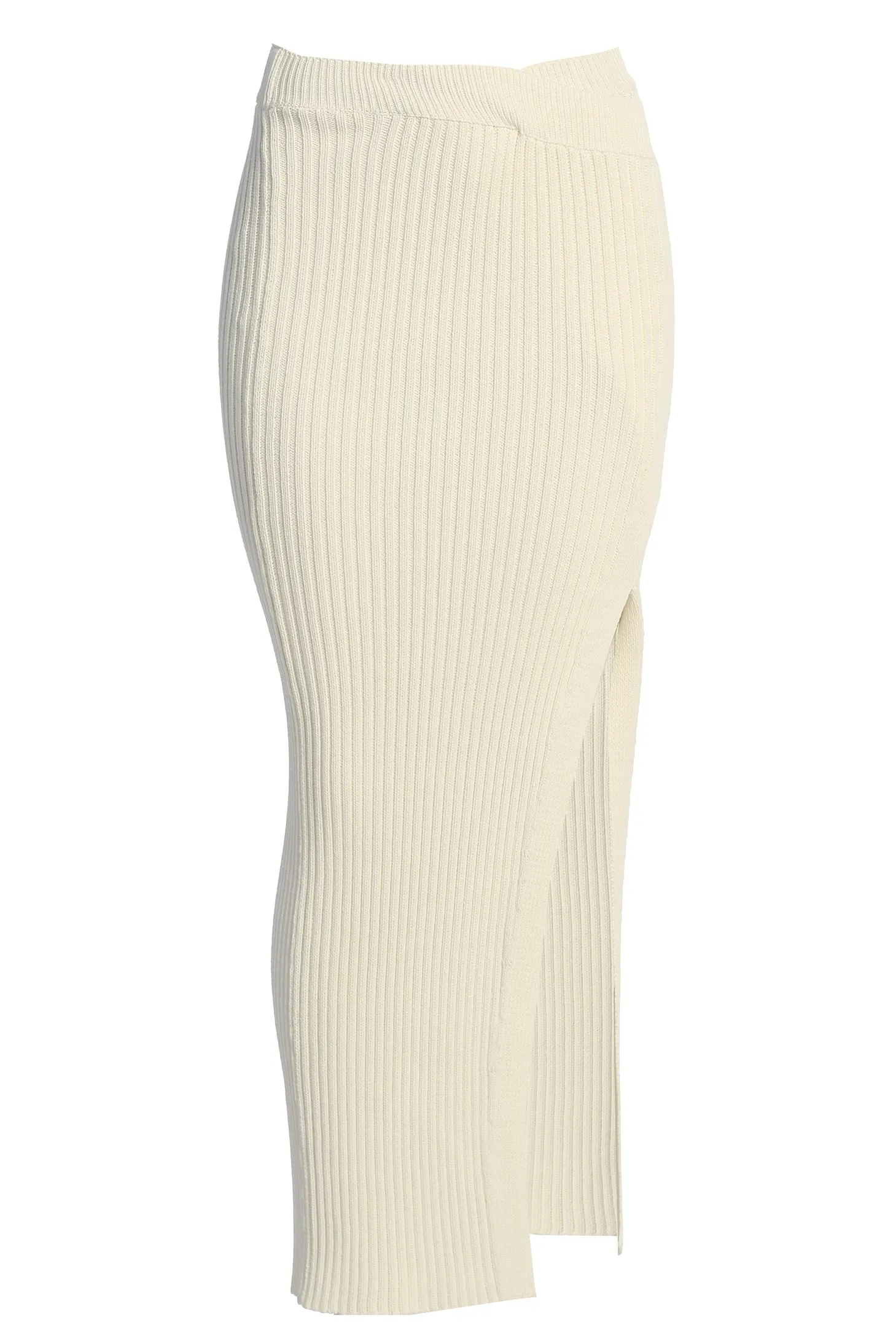 Ivory Hamptons Ribbed Slit Skirt