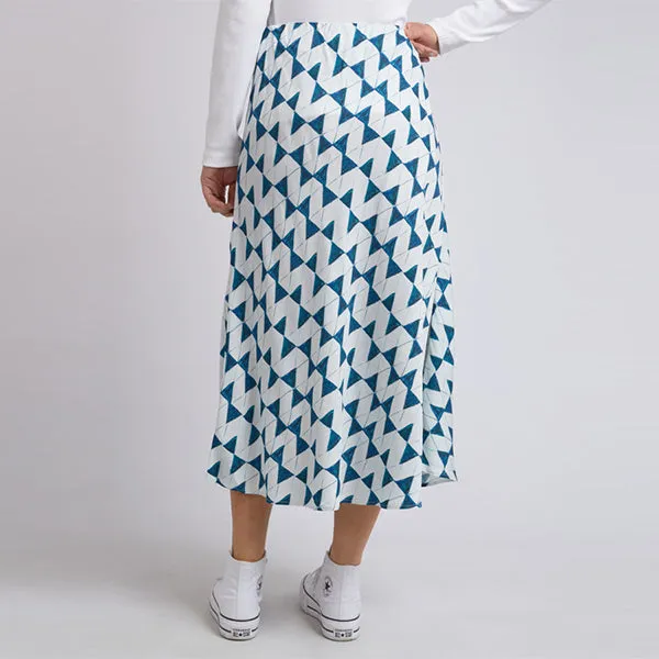 Janey Geo Skirt - Navy Geo Print