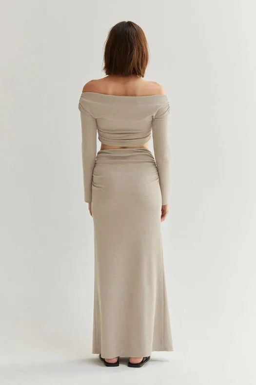 Jia Off-Shoulder Maxi Skirt Knit Two-Piece Set