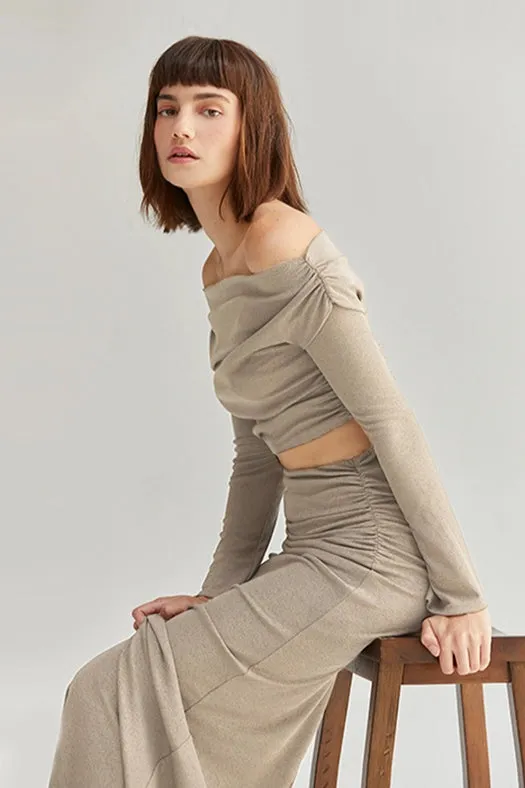 Jia Off-Shoulder Maxi Skirt Knit Two-Piece Set