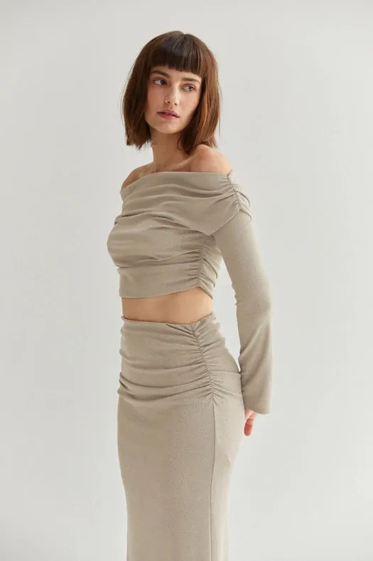 Jia Off-Shoulder Maxi Skirt Knit Two-Piece Set