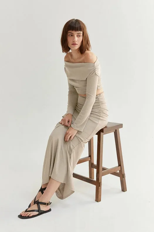 Jia Off-Shoulder Maxi Skirt Knit Two-Piece Set