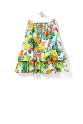 KIDS LONG TIERED SKIRT THERE'S NO PLACE LIKE RIO