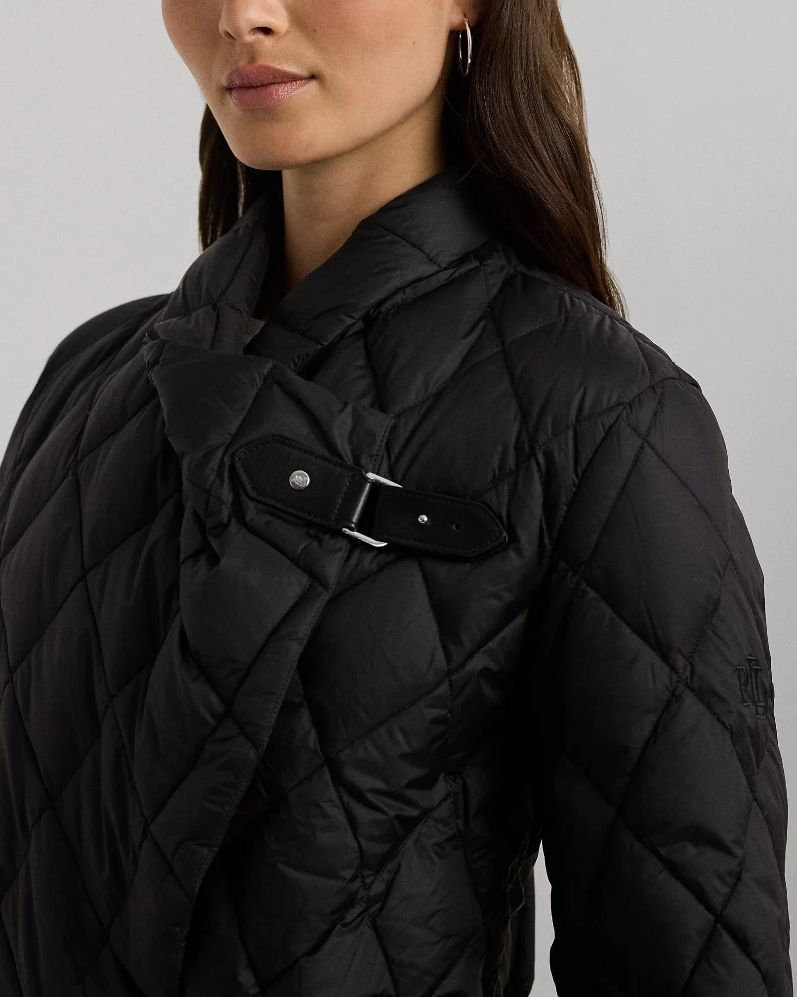 Lauren Ralph Lauren Buckle-Trim Diamond Quilted Coat In Black