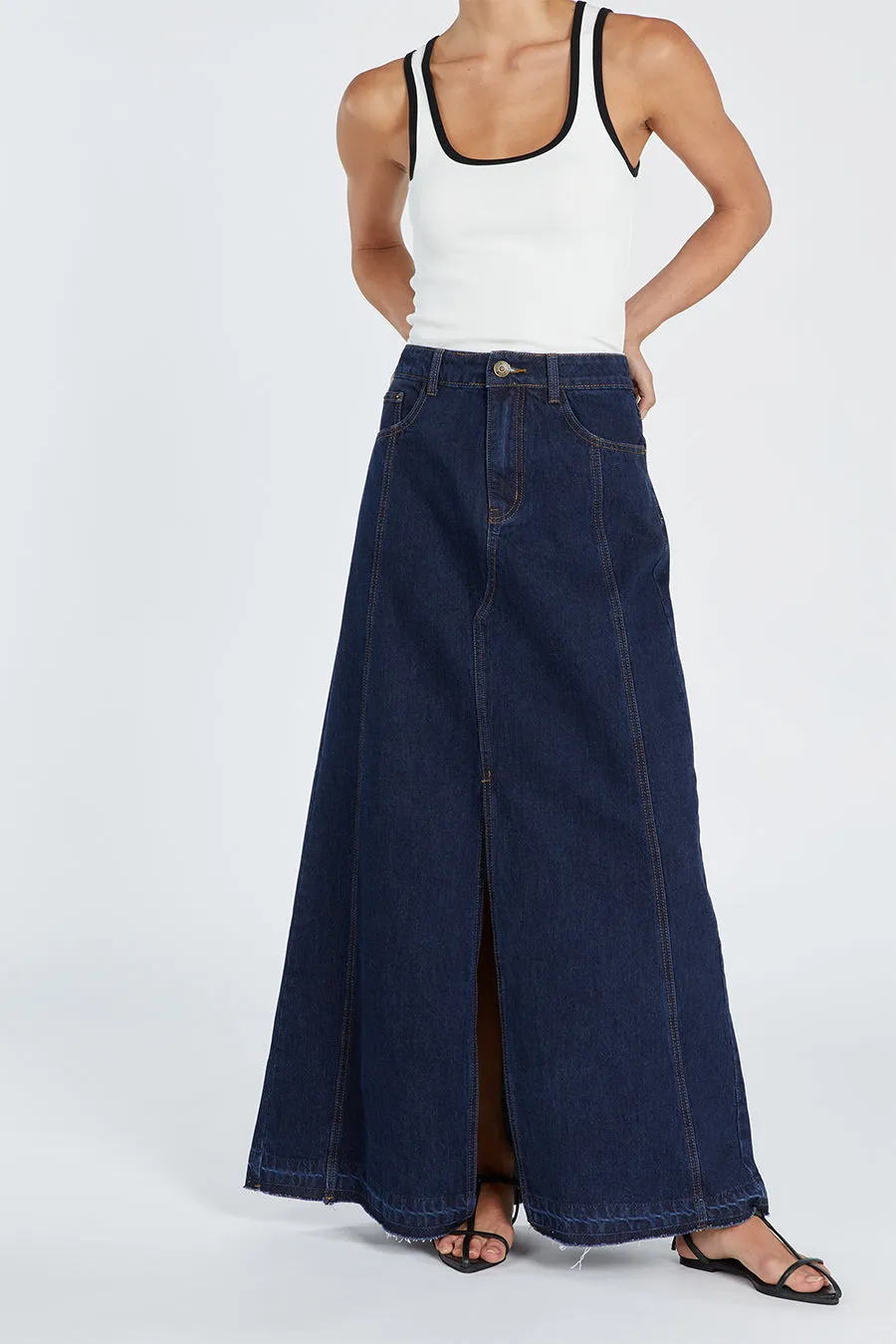 LENNON INDIGO DENIM MAXI SKIRT