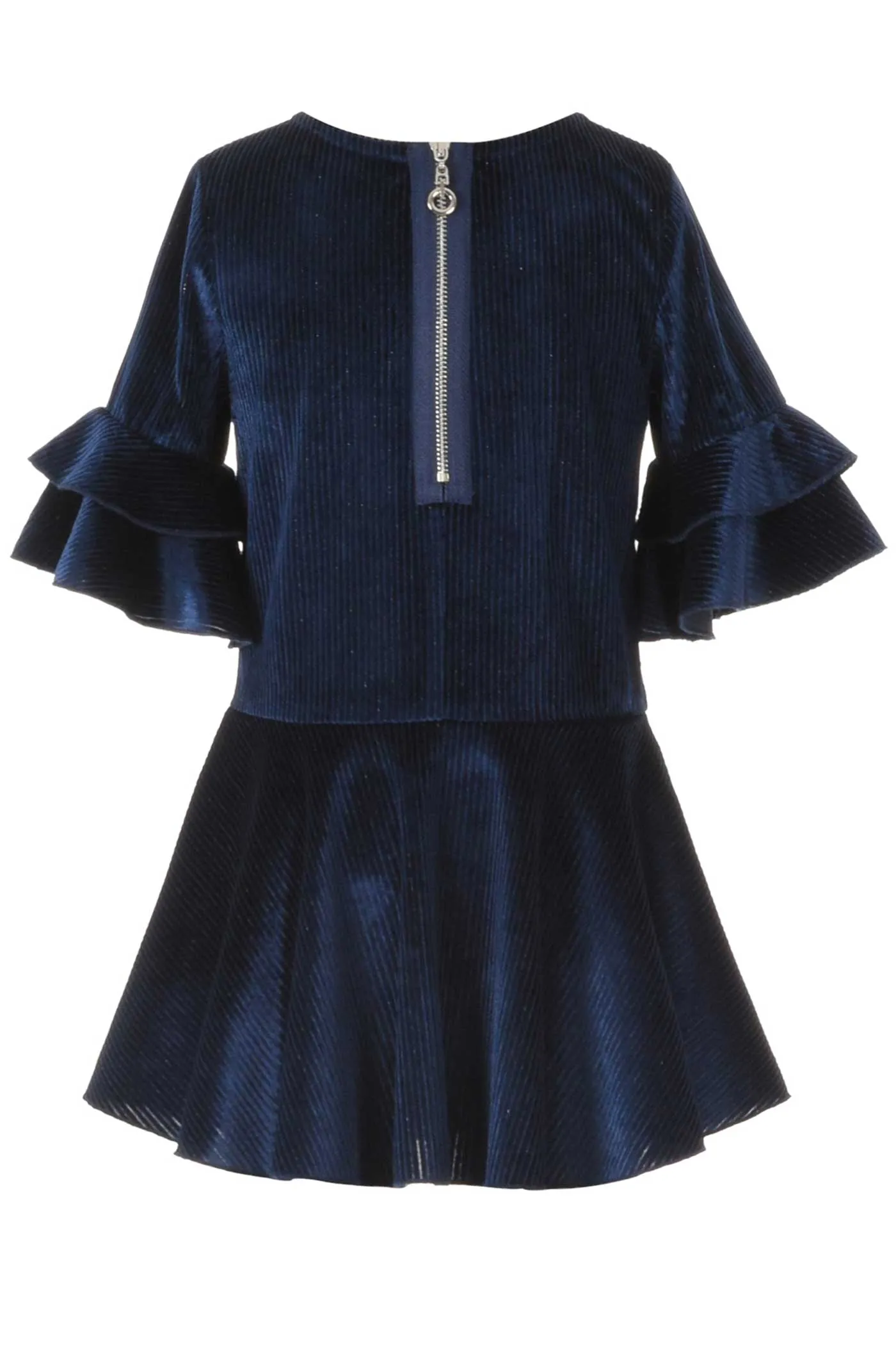 Little Girls Three Quarter Sleeve Velvet Dress