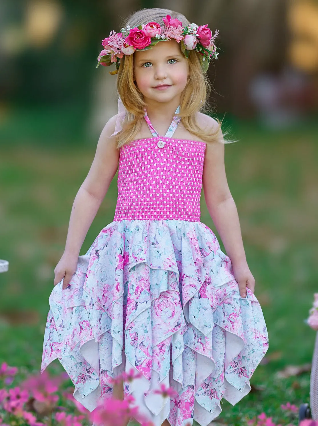 Lovely Spring Days Smocked Handkerchief Dress