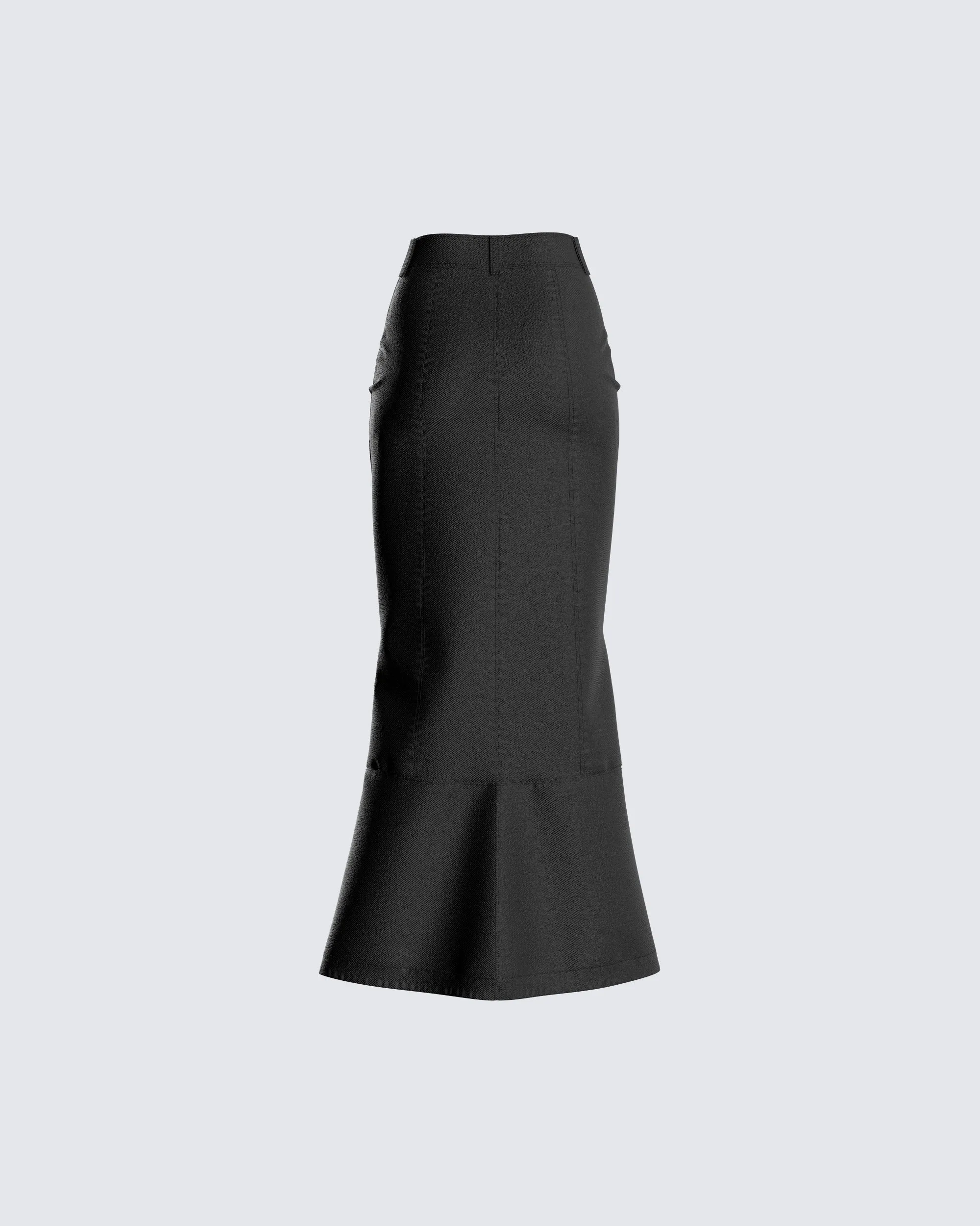 Martha Black Twill Maxi Skirt