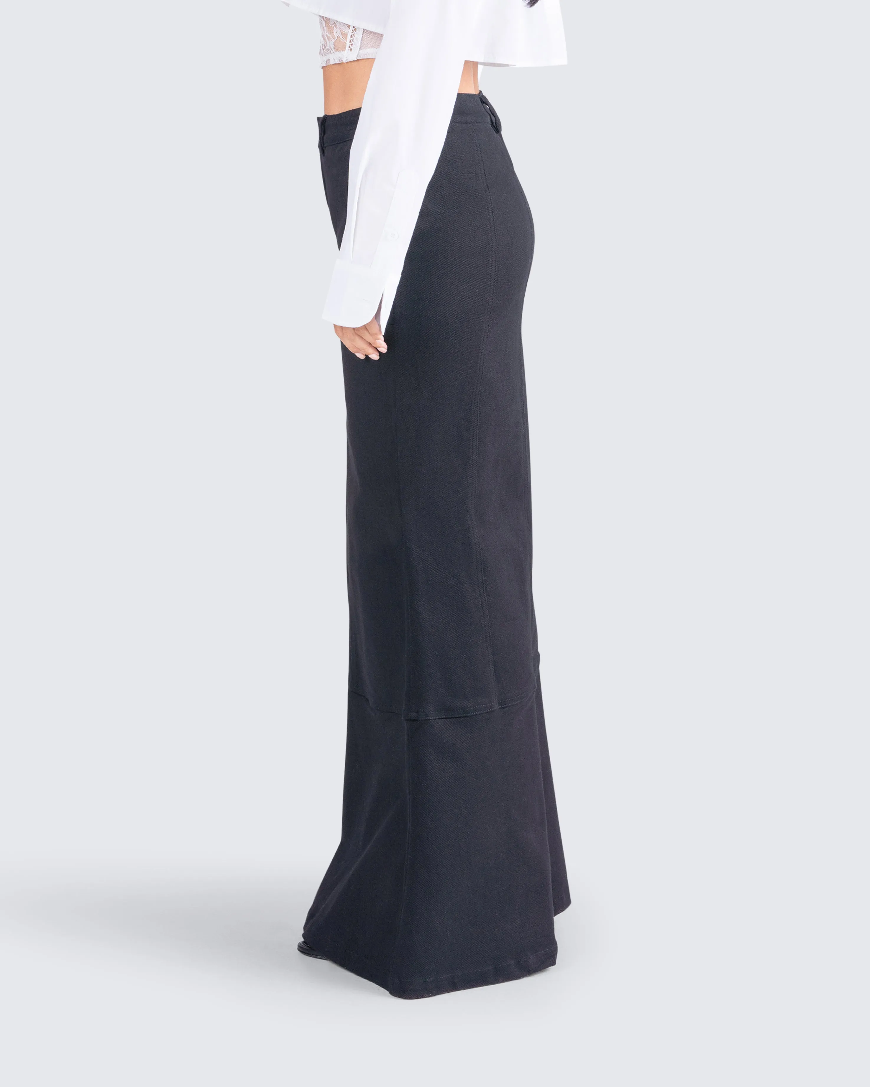 Martha Black Twill Maxi Skirt