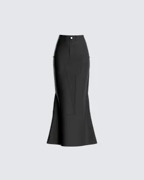 Martha Black Twill Maxi Skirt