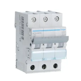 MCB Circuit Breaker Hager MCN340 6kA 3Pole - 40A