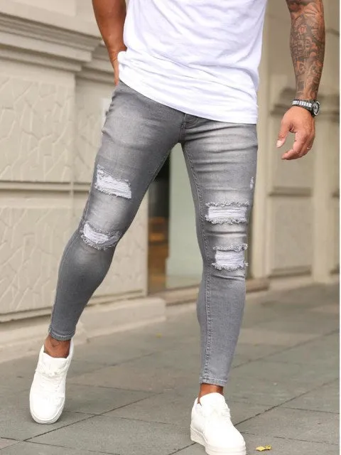 Men Skinny Ripped Stretch Fashion Jeans