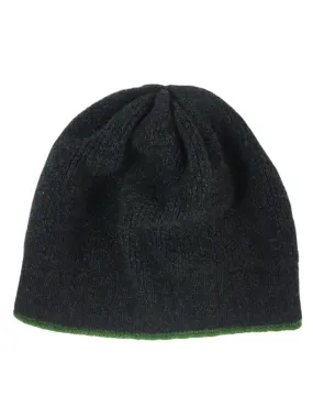 Merino Wool Ribbed Beanie Hat—Charcoal