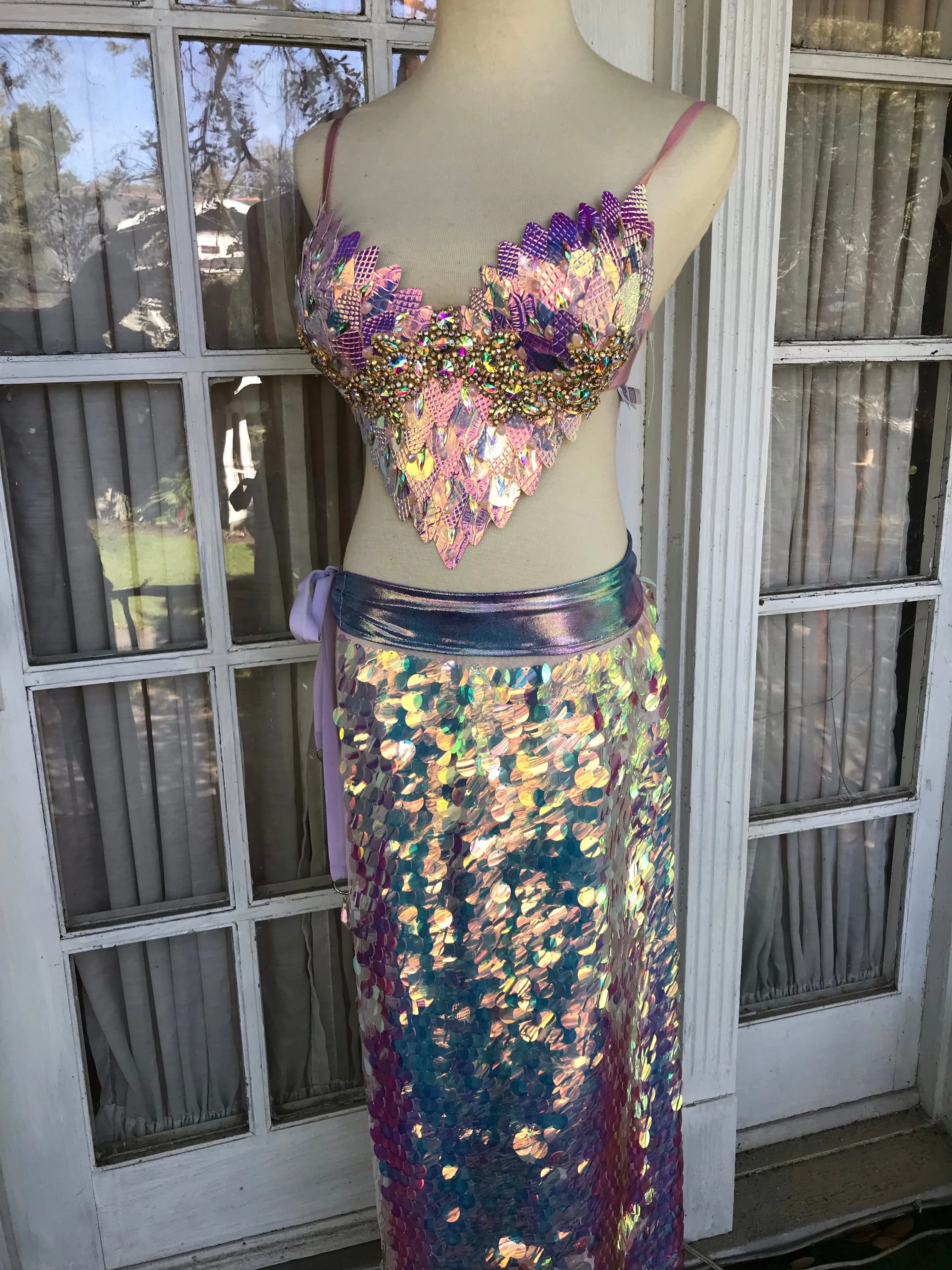 Mermaid Tears Sequin Maxi Skirt - Periwinkle Band M/L