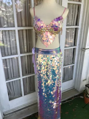 Mermaid Tears Sequin Maxi Skirt - Periwinkle Band M/L