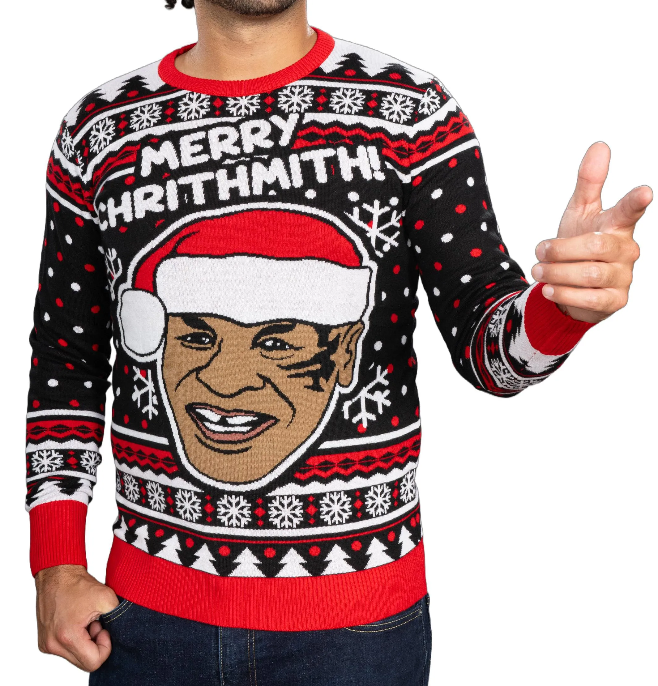 Merry Chrithmith! Funny Boxer Knitted Ugly Christmas Sweater - Long Sleeve for Men and Women