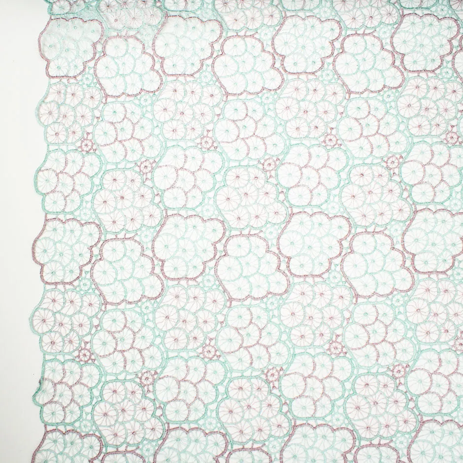 Mint & Antique Pink Delicate Guipure Lace