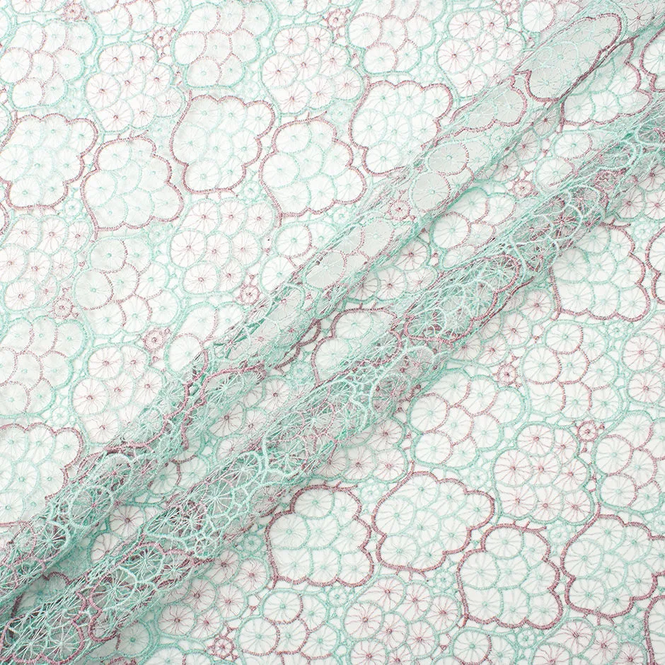 Mint & Antique Pink Delicate Guipure Lace