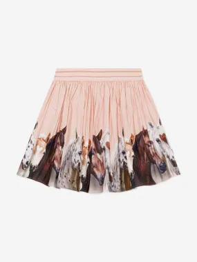 Molo Girls Horse Print Skirt in Pink