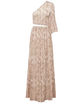 Natural Python Print Fontana Single Shoulder Maxi Dress