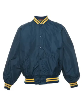 Navy & Yellow Vintage Bomber Jacket - L