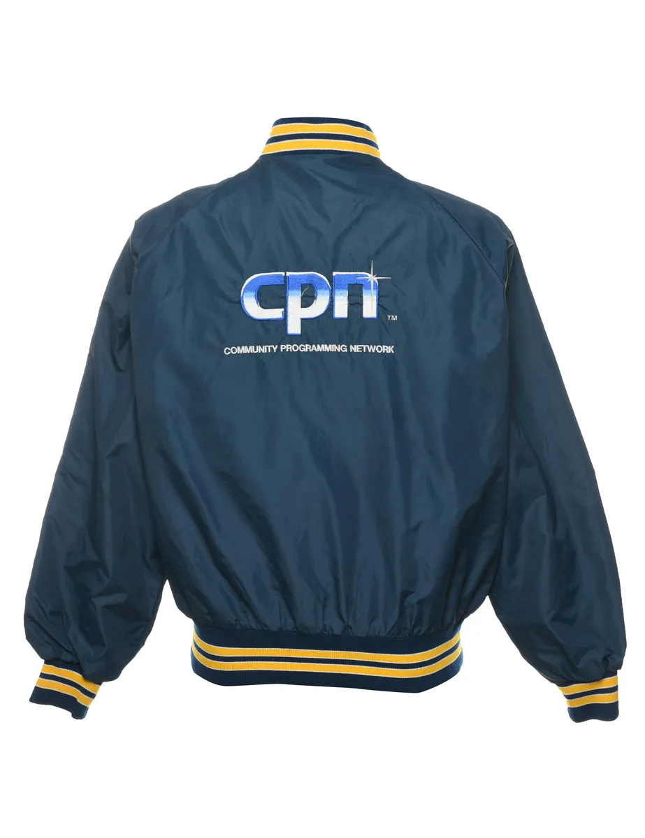 Navy & Yellow Vintage Bomber Jacket - L