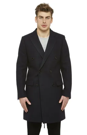 Navy Wool DB Overcoat